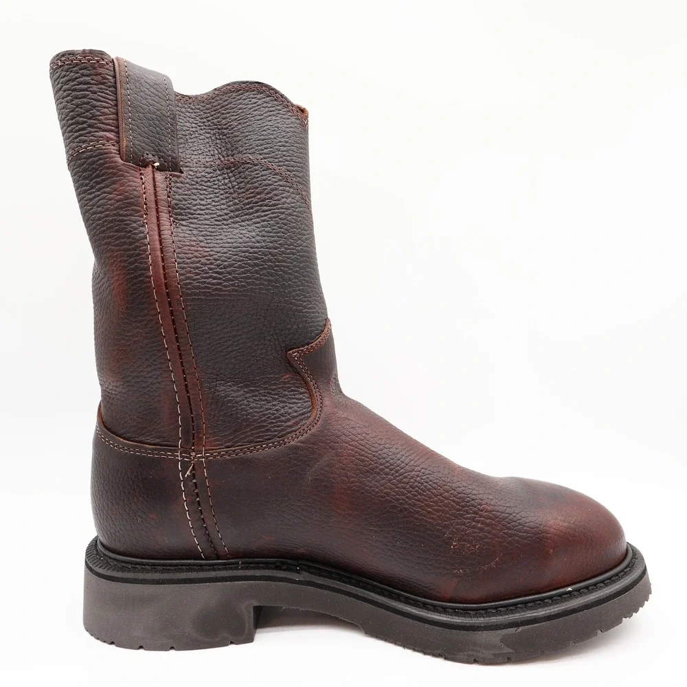 Justin 4765 Work Boots Mens 7.5 EEE Briar Pitstop Leather Pull On NWT USA Made
